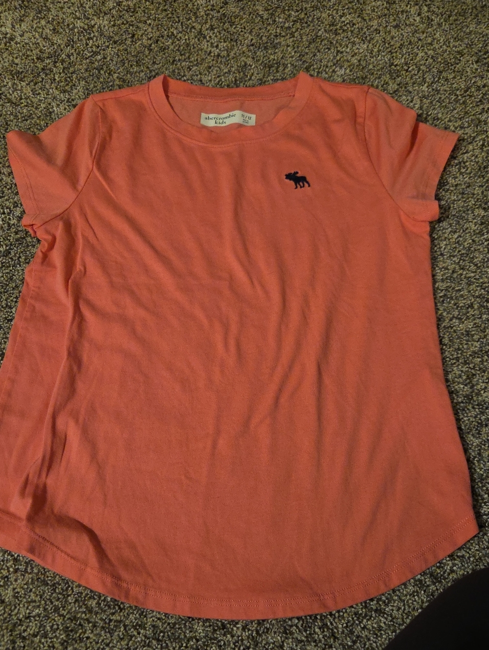 Abercrombie & Fitch Coral Short-Sleeve Crewneck Tee with Navy Logo